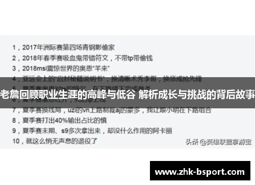 老詹回顾职业生涯的高峰与低谷 解析成长与挑战的背后故事 老詹回顾职业生涯的高峰与低谷 解析成长与挑战的背后故事